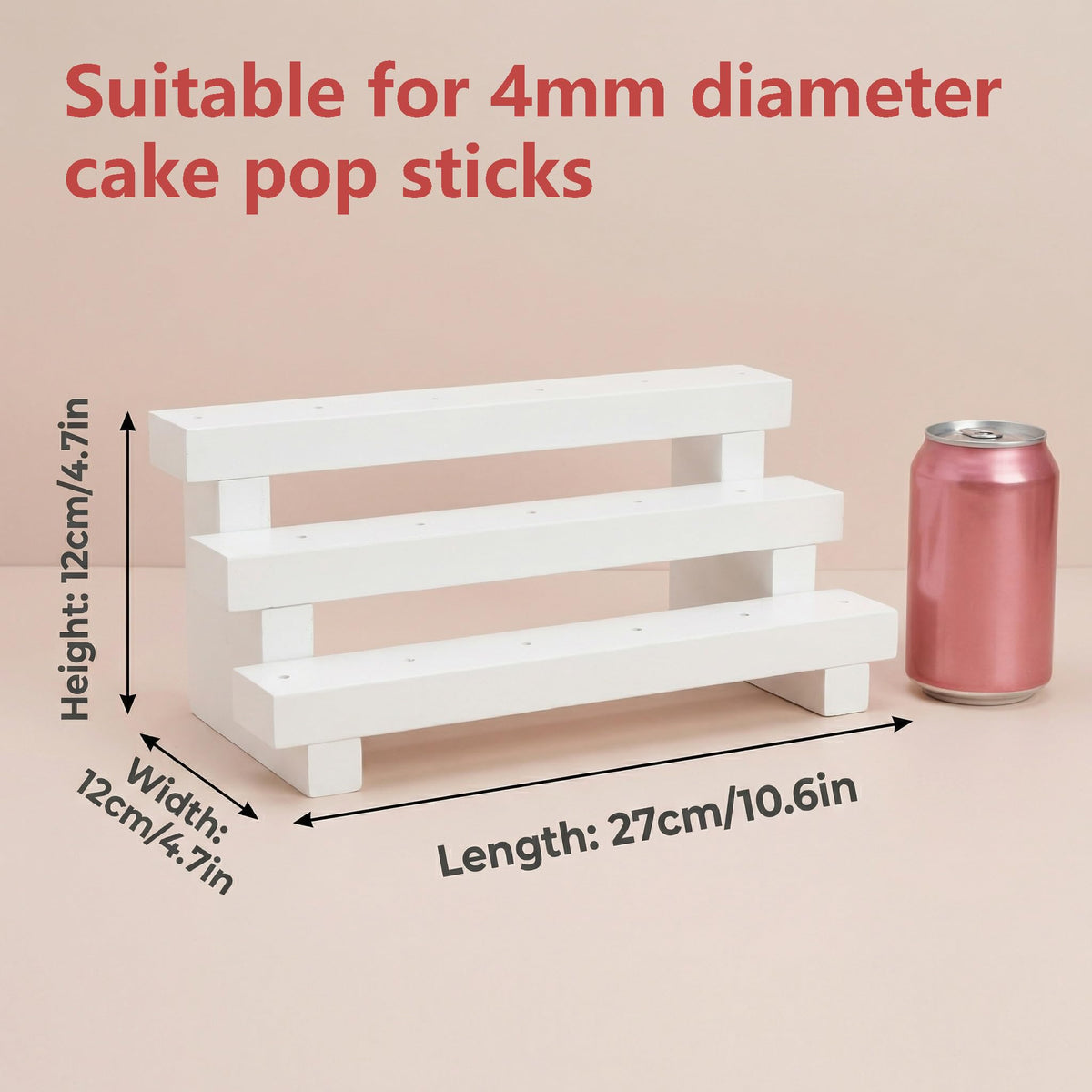 NANGOPOP Cake Pop Stand Display Riser - 3 Tier Wood Lollipop Holder, 17 Hole Sucker Stand for Dessert Table of Wedding, Birthday Party - White, Collapsible, Fit 5/32" (4mm) Lollipop Sticks