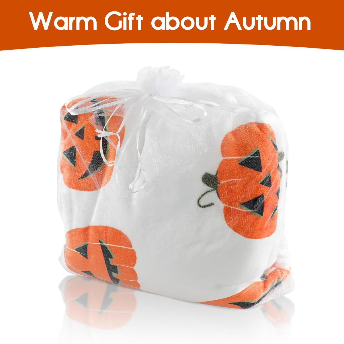 Yiyhuxf Halloween Pumpkin Face Blanket - Orange Flannel Fleece Throw for Home, Living Room, Bed, Chair Decor - 60"x50"