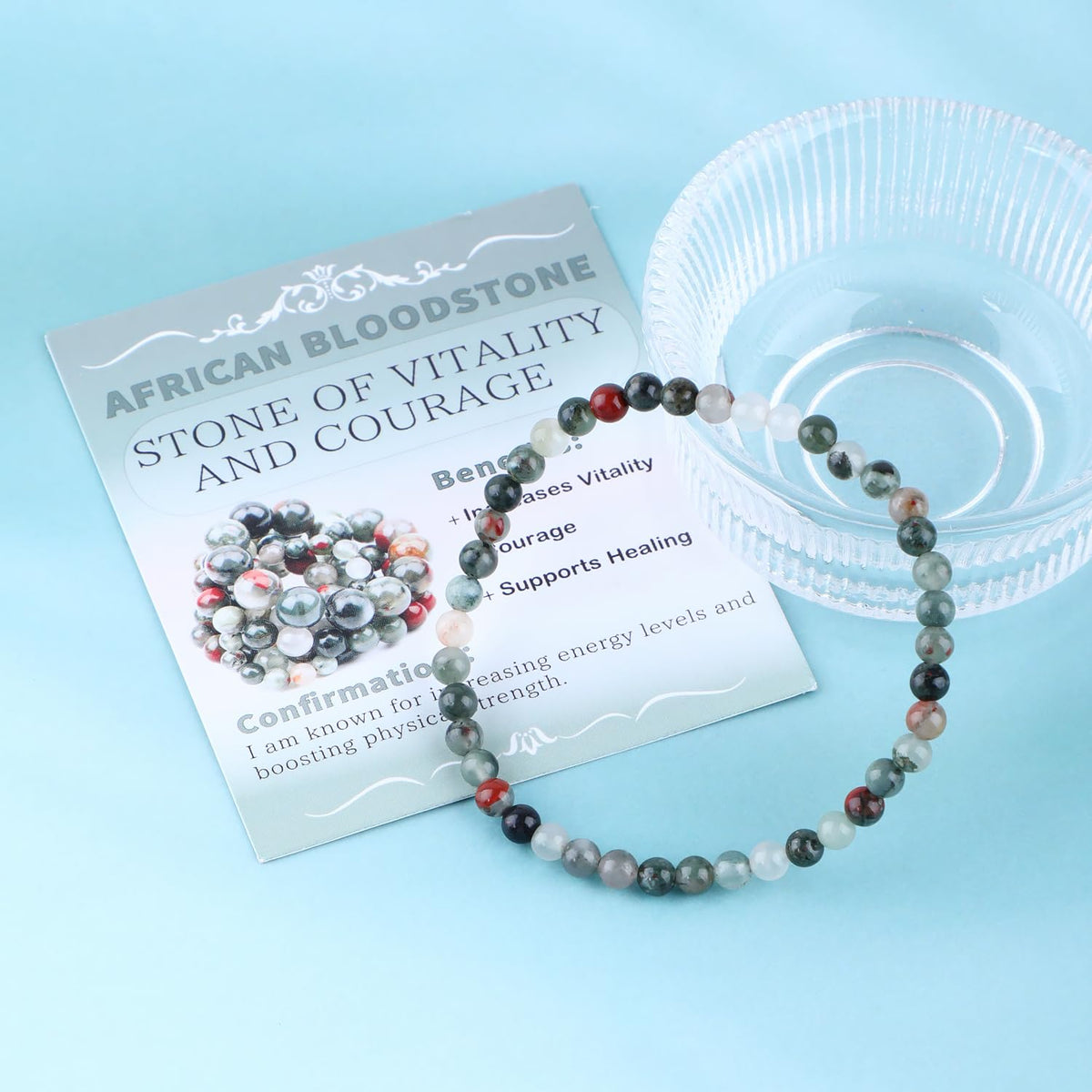 Bymitel 4mm African Bloodstone - Handmade Reiki Gemstone Stretch Bracelet, Natural Beauty & Spiritual Essence, Crystal Healing for Unisex Adults