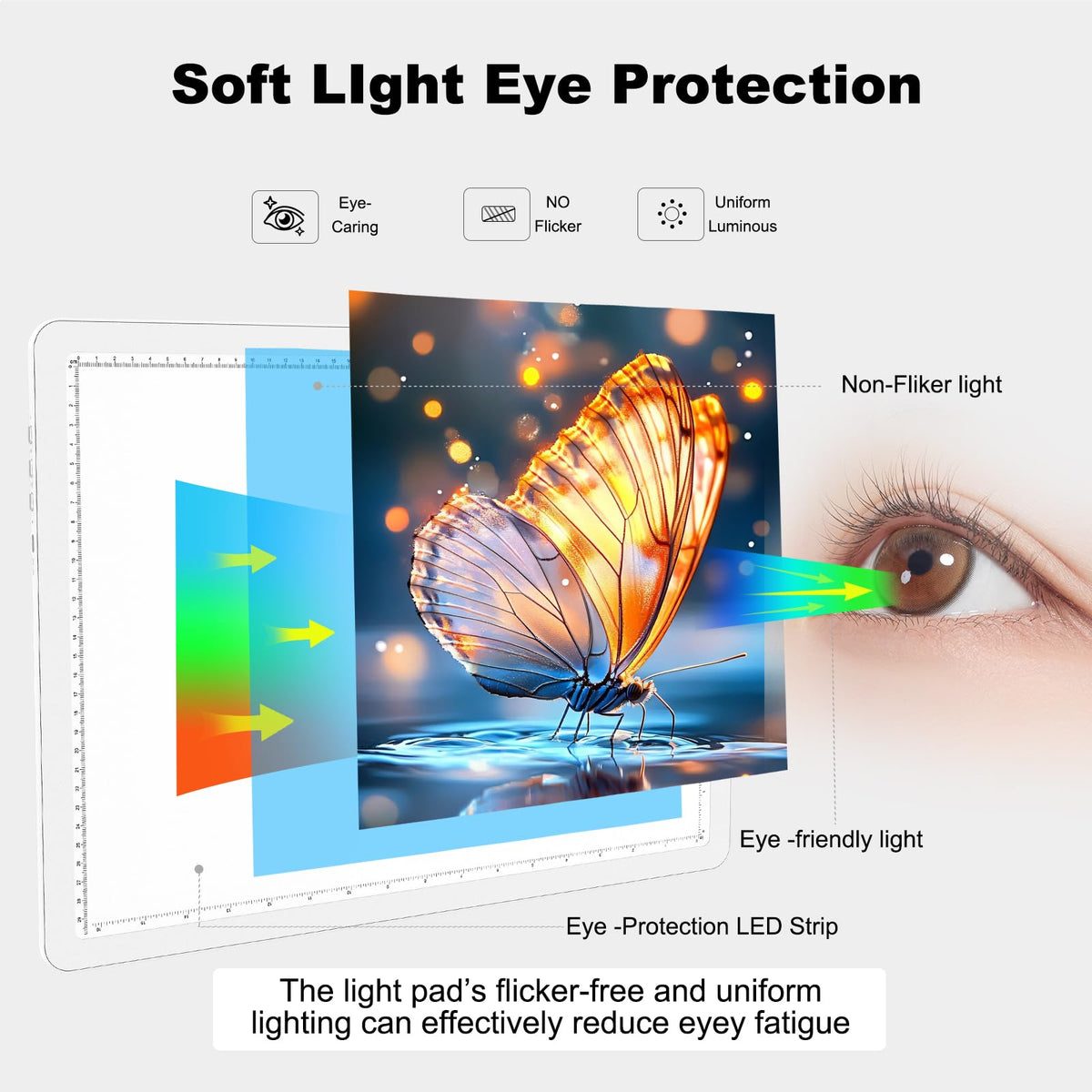 Elice Rechargeable A3 Light Pad for Diamond Painting, Magnetic LED Light Board with Physical Button, Super Bright Diamond Art Light Pad, Ultra-Thin Light Box for Tracing, Weeding Vinyl, Artists -White