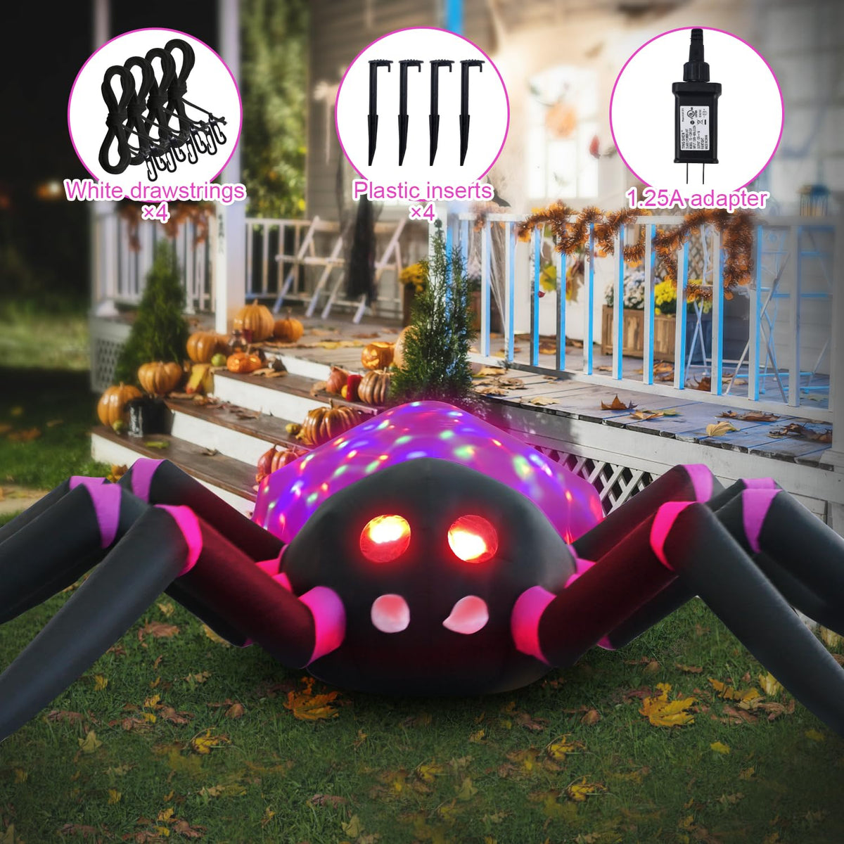 HZGDEJTG 12ft Purple Spider Halloween Inflatable Outdoor Decoration, Yard Decorations with LED Lights for Outdoor Lawn, Garden, Home Holiday Party