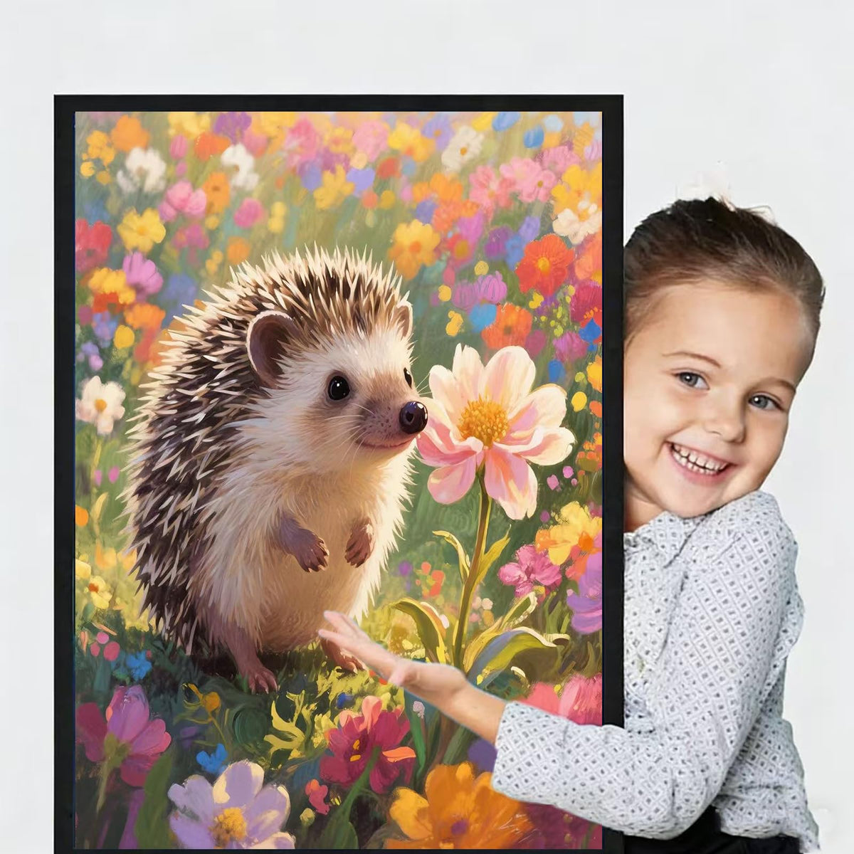 Lvmuu Hedgehog Diamond Art Kits for Adults, 5D Cute Animal Flowers Diamonds Painting Kits for Beginners, Fantastic DIY Full Round Drill Beads Gem Art Paint By Numbers Crafts Home Wall Decor 30x40cm