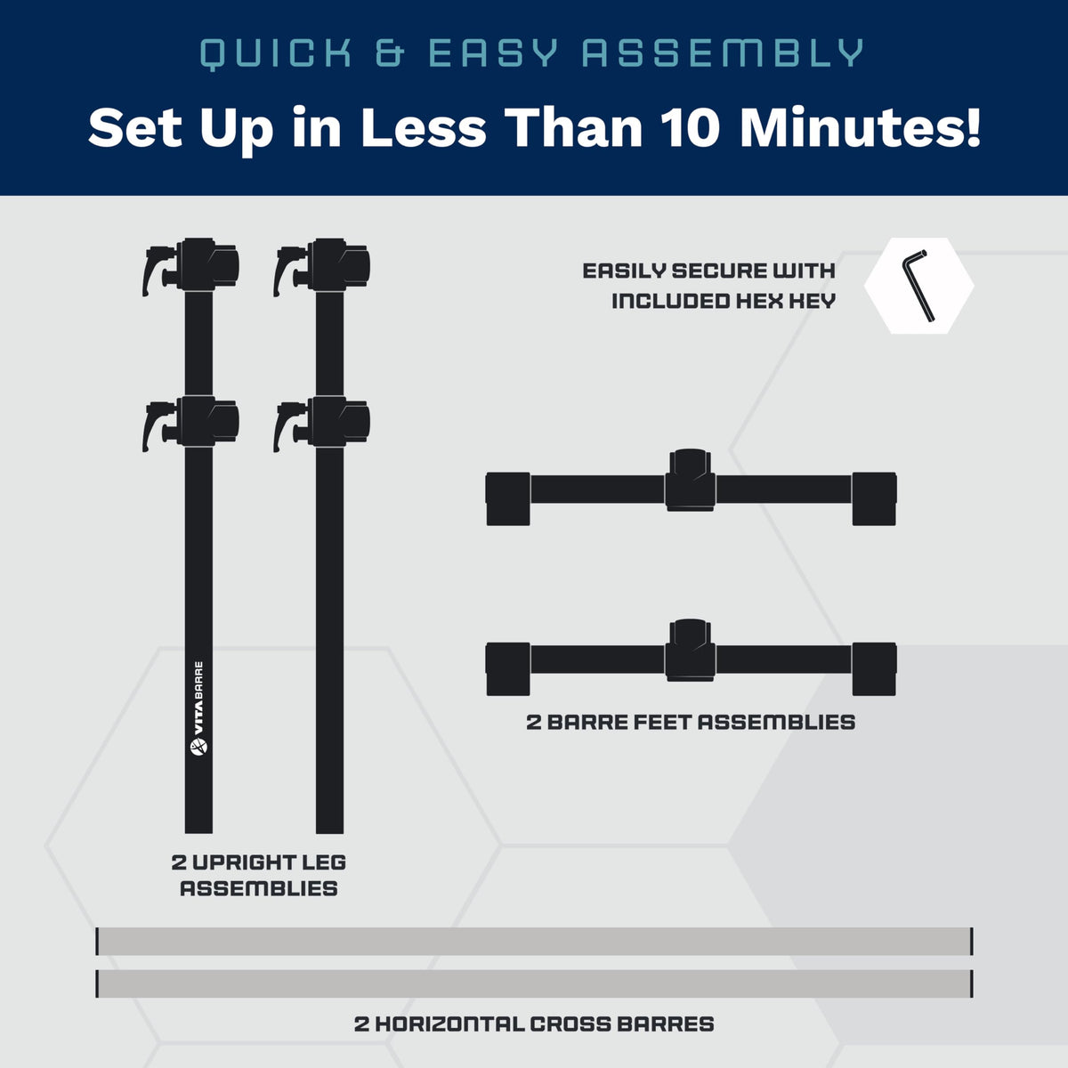 VITA Barre Portable Freestanding Double Ballet Barre, Professional, 4 Ft Bars, Black, Aluminum | Adjustable Height, Made in USA, Home or Gym Exercise Equipment for All Ages | Dance, Fitness, Pilates
