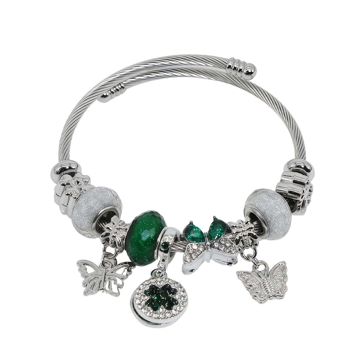 QMWKVNC Charm Bracelets for Womens,Exquisite Cute Cartoon Friendship Silver Bracelets Stainless Steel Bangle, Womens Jewelry Suitable for Holiday Gifts and Birthday Gifts