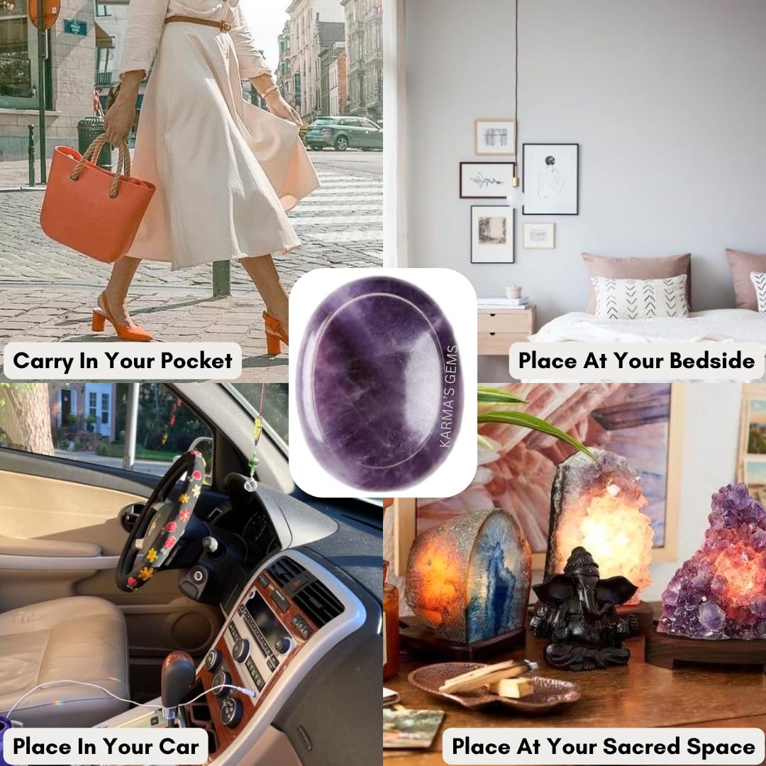 Amethyst - Rubbing Natural Thumb Worry Stone - Hold in Your Hand for Relaxation or Anxiety Relief - Enhance Meditation, Aid in Healing the Mind, Body and Spirit