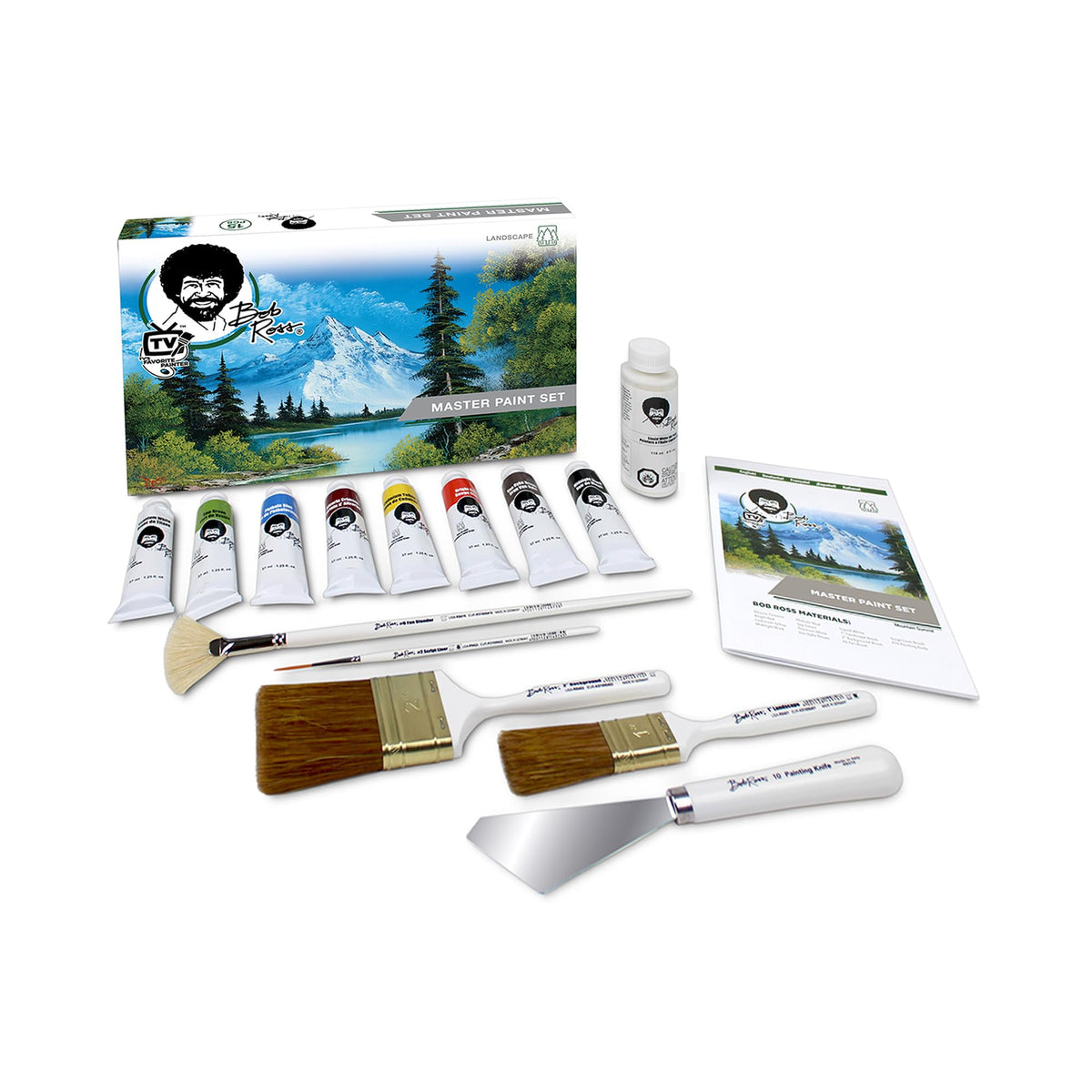 Bob Ross Master Artist Oil Paint 15 Piece Bundle Plus Wood Tabletop Travel Art Easel and Canvas Panels (3pk) - 12x16 (3 Items)