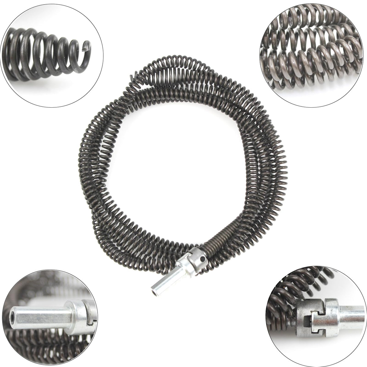 10mm Heavy-Duty Drain Auger Snake Cable with Drill Adapter - 6.5Ft/2M Flexible Plumbing Clog Remover for Kitchen, Bathroom, Toilet, Shower Sink & Pipe