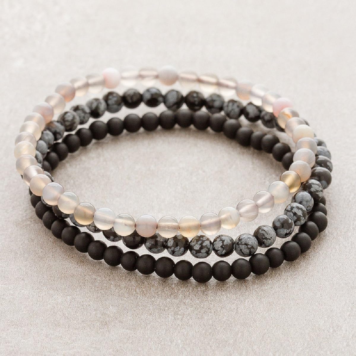 Handmade 4mm Tiny Beads Bracelet – Natural Healing Stone Beads for Yoga, Mala, and Bohemian Stacking – Stretch Bracelet for Men and Women (Purple Fluorite)