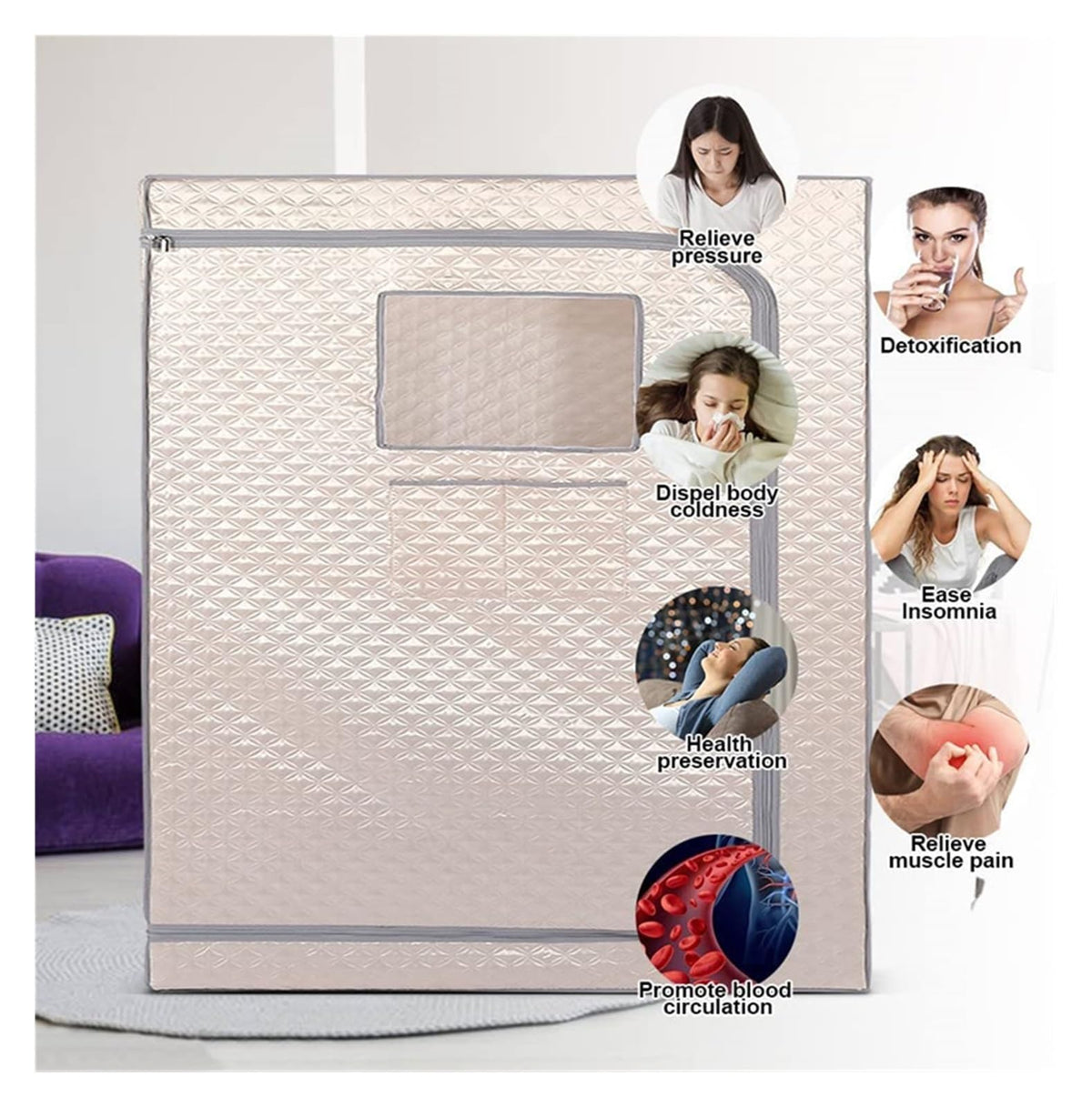 XQZMZSCP Fast Heating Home Sauna, Portable Steam Sauna Tent, 2 Person Sauna Tent Full Size Double, Sauna Tentull Body Home Spa (Champagne Gray)