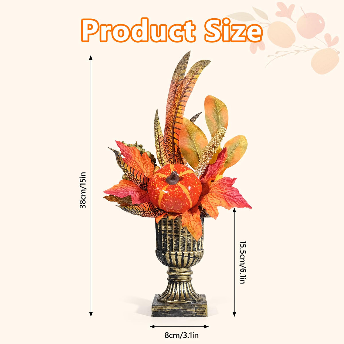 Nuokin Halloween Decorations Artificial Imitation Pumpkin Table Shelf Thanksgiving Autumn Indoor Home Decor Gifts (1PCS, ONE Size)