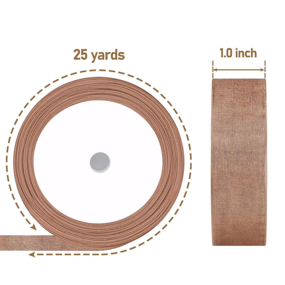 Organza Ribbon Sheer Ribbon, 1" x 125 Yd 5 Rolls Earth Tones for Gift Wrapping, Bouquet, Wedding, Party Decoration, Earth Tones