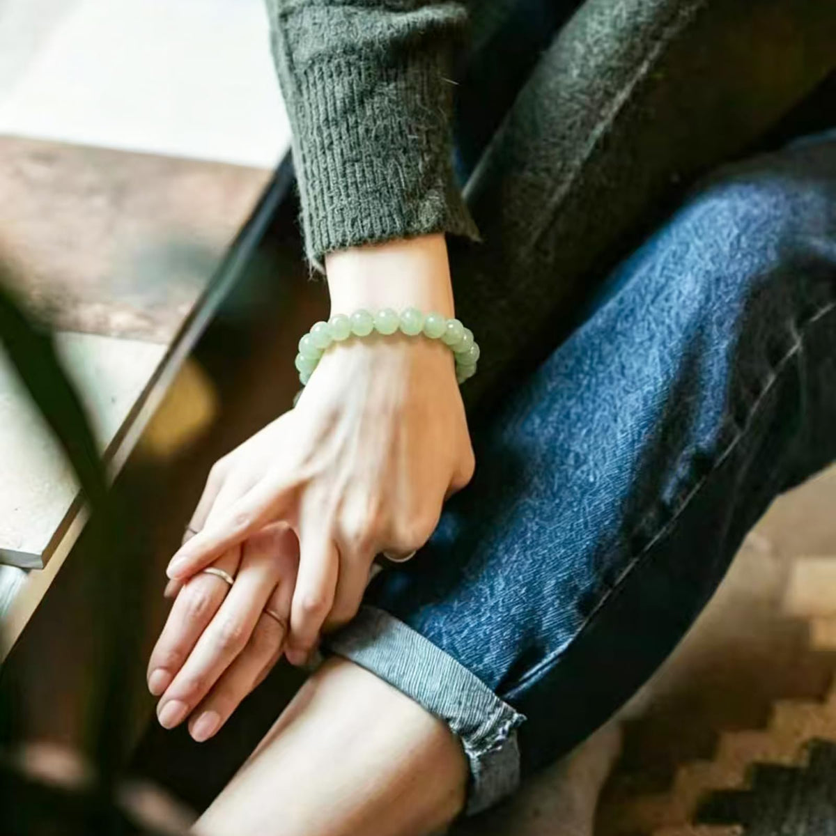 Adjustable Crystal Money Bracelets for Women Aventurine & Tiger-Eye Stone Beaded Bracelet Wealth Attraction Feng Shui Good Luck Elastic Bracelets Natural Healing Protection Jade Spiritual Jewelry (Green)