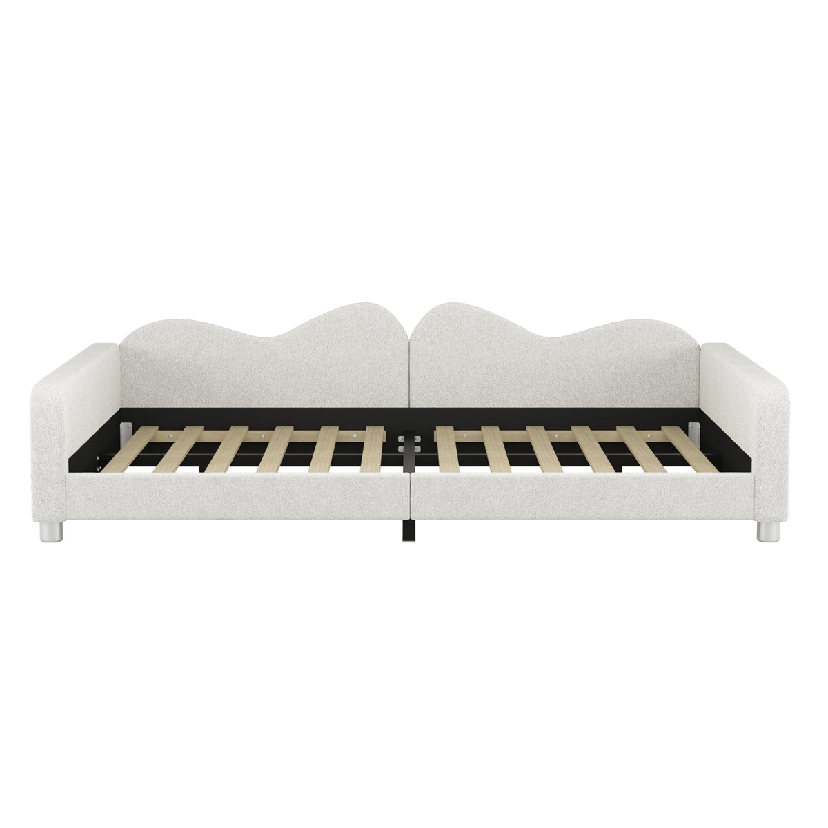 Merax Full Size Upholstered Daybed, Sherpa Fabric Sofabed with Cloud-Shaped Backrest, No Box-Spring Needed, White
