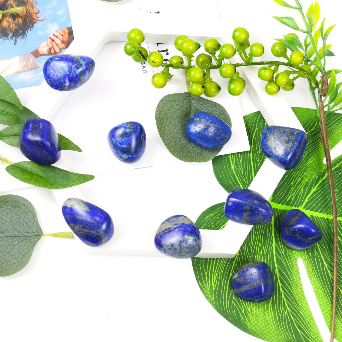 Tumbled Polished Natural Lapis Lazuli Stone, Crystals and Healing Stones Quartz Bulk for Wicca, Reiki, Healing Energy, Chakra Stones, Witchcraft Supplies(10Pcs)