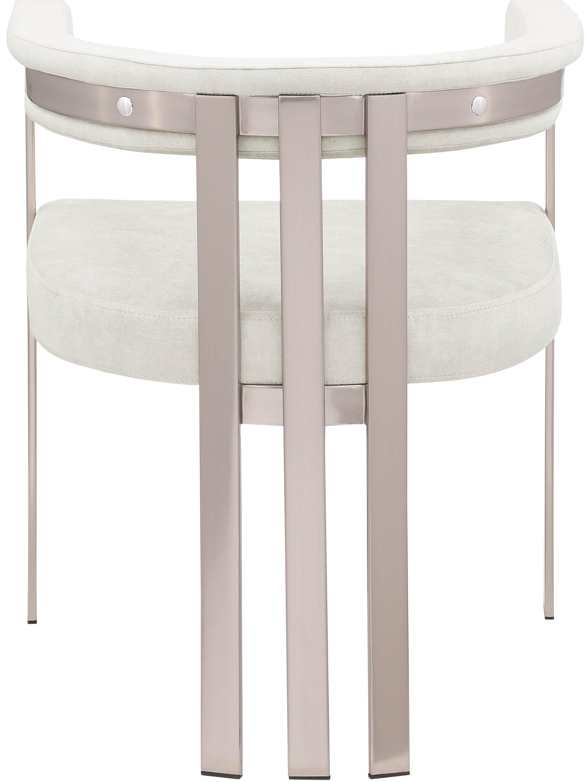 Meridian Furniture 938Stone-C Marcello Collection Modern | Contemporary Dining Chair with Soft High End Stone Colored Velvet, Brushed Chrome Iron Frame, 23.5" W x 21.5" D x 27.75" H, Stone, Set of 2