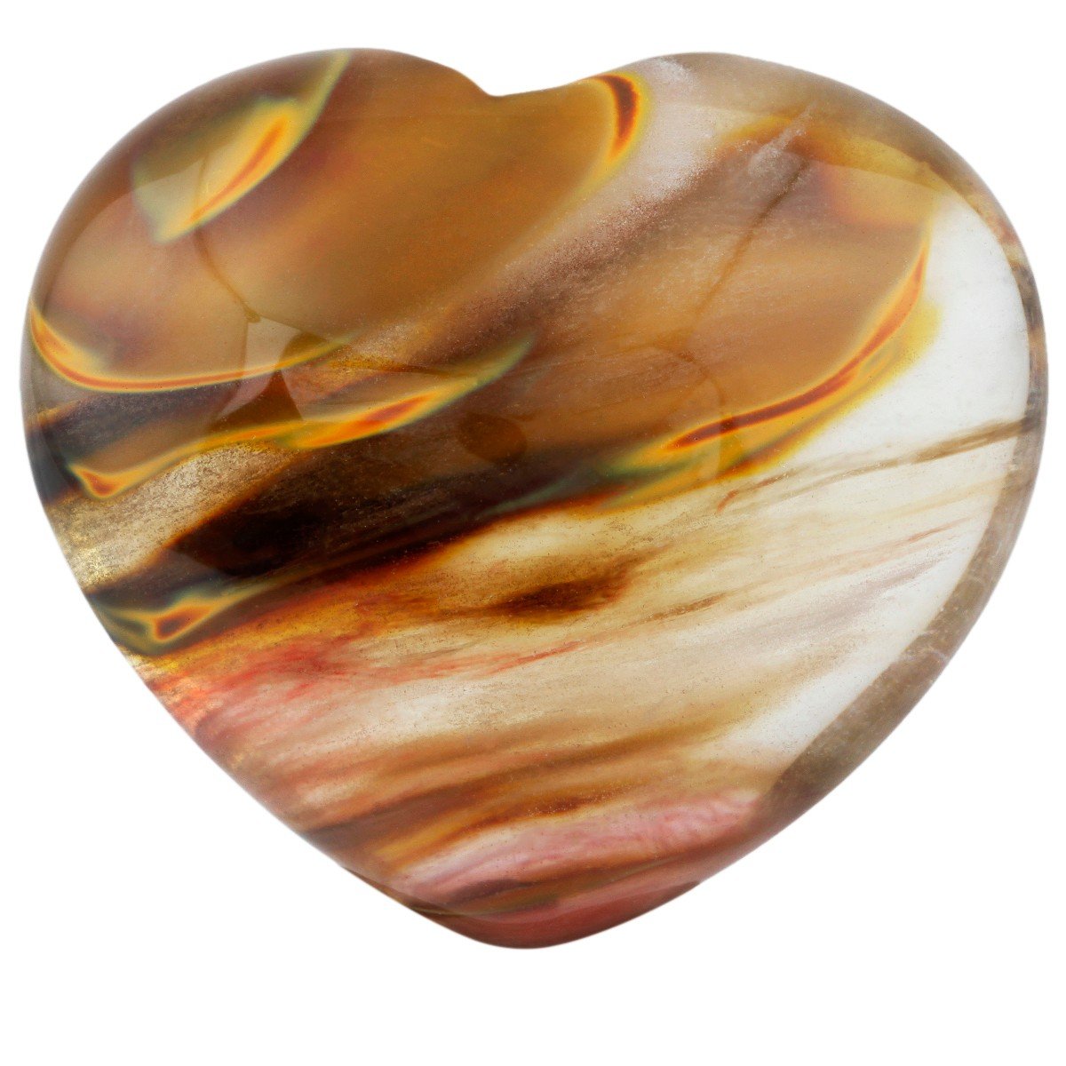 rockcloud Healing Crystal 1.6 inches Volcano Cherry Quartz Heart Love Carved Palm Worry Stone Chakra Reiki Balancing