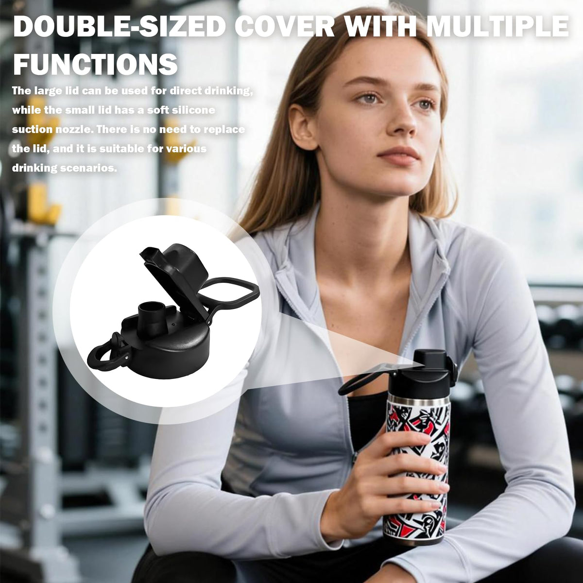 2 Pcs Replacement Auto Spout Lid For Bubba Trailblazer 24oz/32oz/40oz & Flo Kids 16oz Water Bottles, Bpa-Free,Bubba Water Bottle Lid Replacement,Portable Replacement Cap,Bubba Cup Replacement Lid