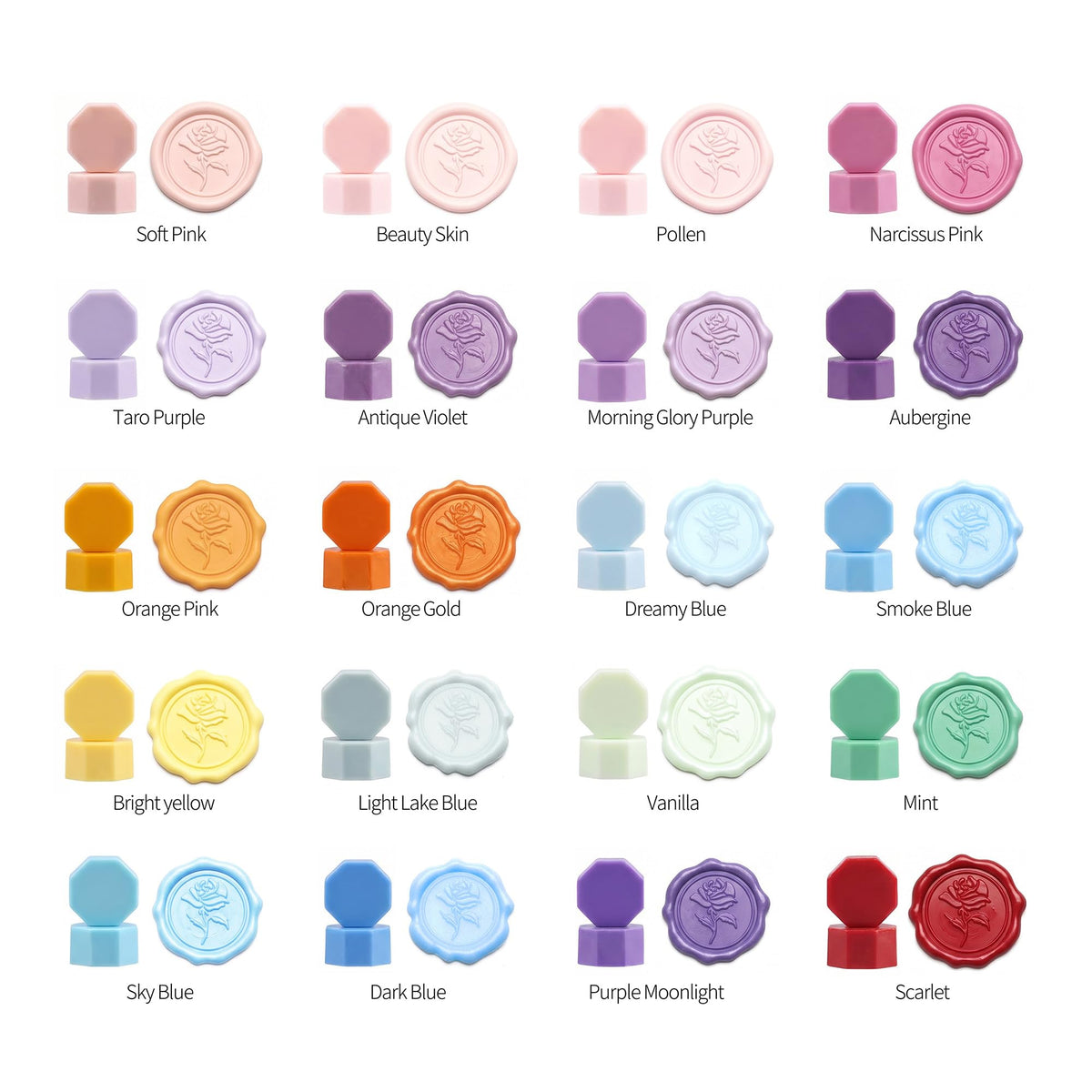 CLKINN Wax Seal Stamp Kit, 24 Colors 600 Pcs Sealing Wax Beads, Wax Seal Kit with Solid Brass Rose Wax Stamp, Spoon & 2 Tealight Candles for Wedding Invitations, Envelopes, DIY Crafts, Gift Wrapping