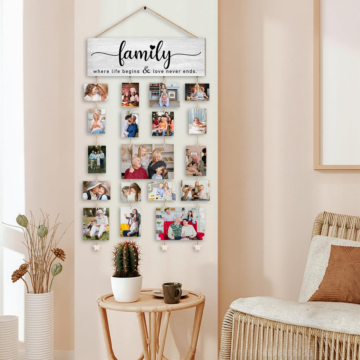 Orchroma Picture Frames Collage Photo Hanging Display Picture Board,Family Picture Frames Collage Wall Decor,Family Where Life Begins and Love Never Ends,Home Living Room Bedroom Wall Decor