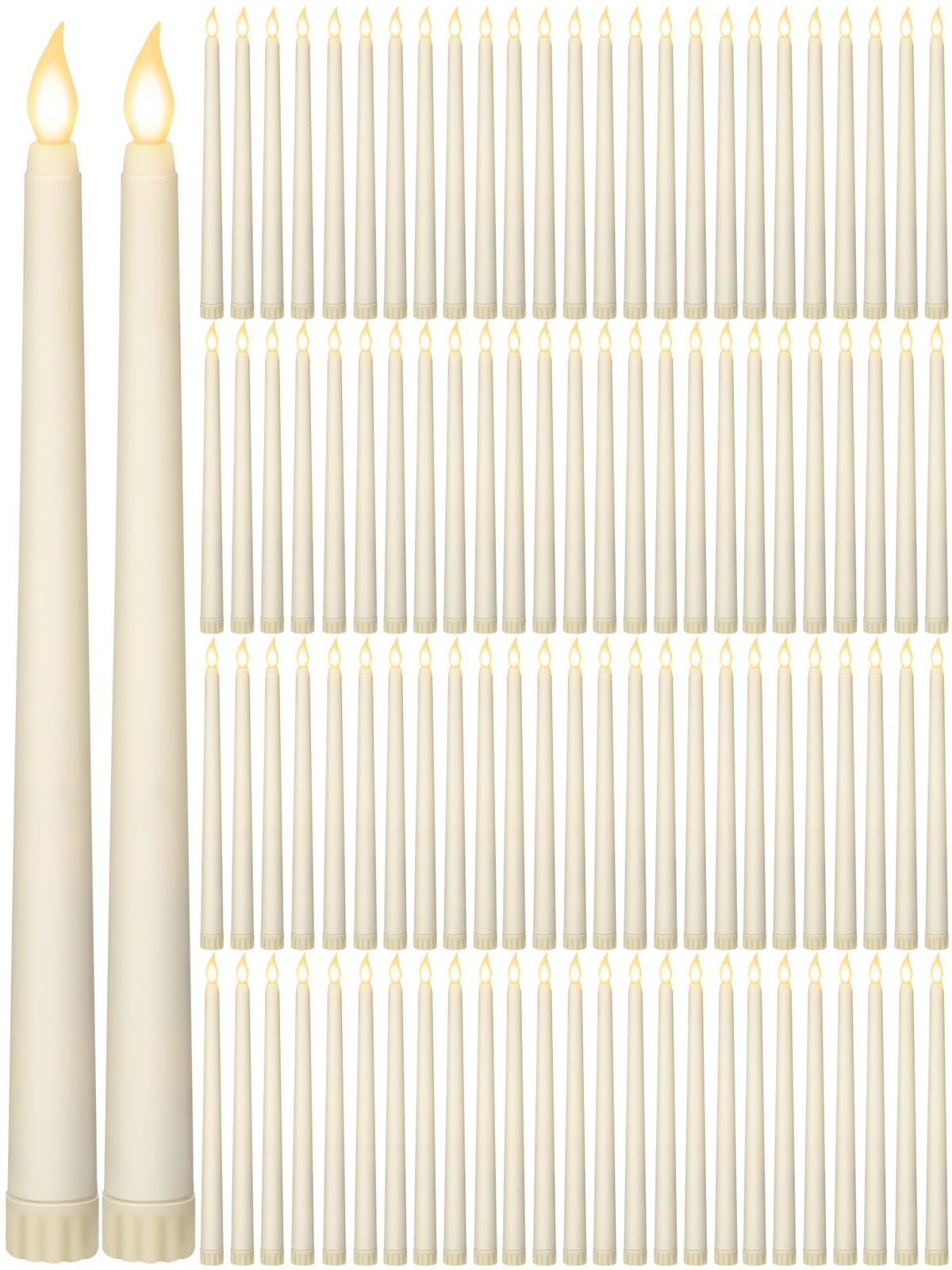 Retisee 300 Pcs 11 Inch Flameless Taper Candles LED Candles Bulk Battery Operated Taper Candle Flickering LED Candlesticks for Valentines Birthday Wedding Party Decor (Classic Style,Ivory)