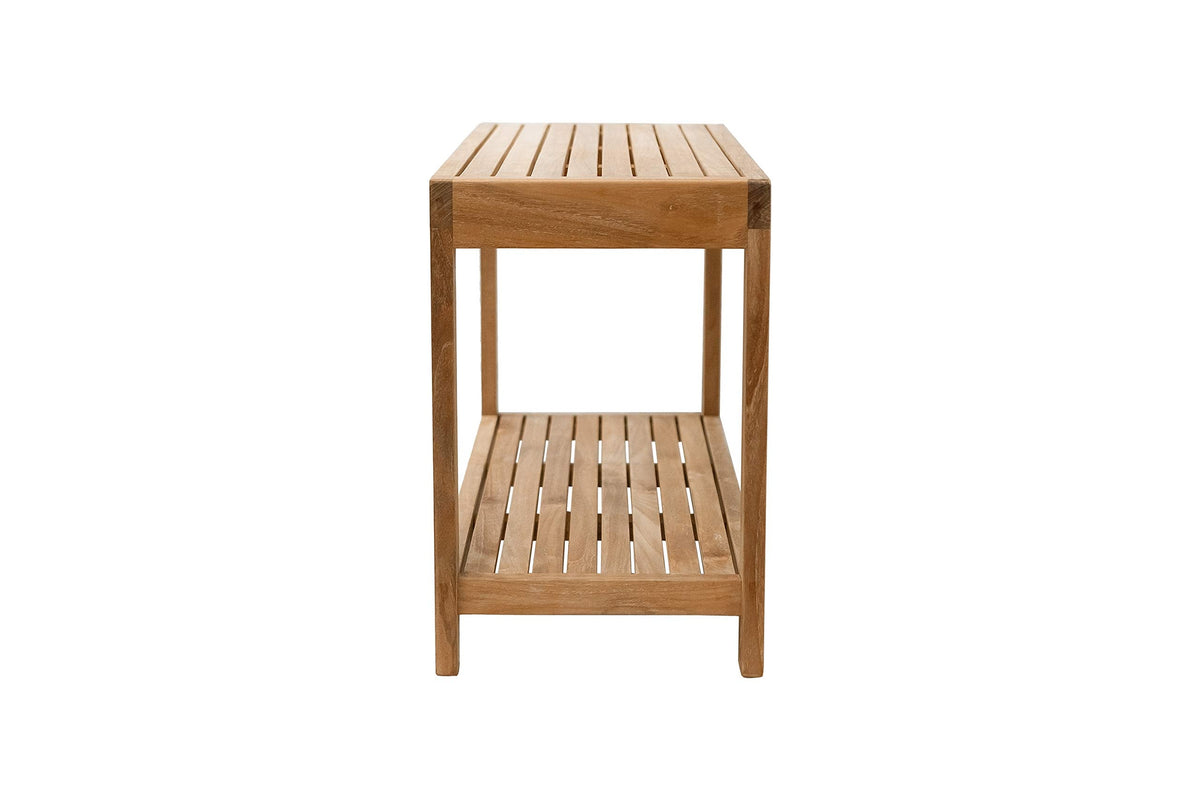 NORDIC STYLE TEAK Wood Shower Stool and Spa Bench with Shelf, Teak Shower Bench for Indoor and Outdoor Use, Teak Storage Bench, Teakwood Shower Bench, Natural Finish, 35"
