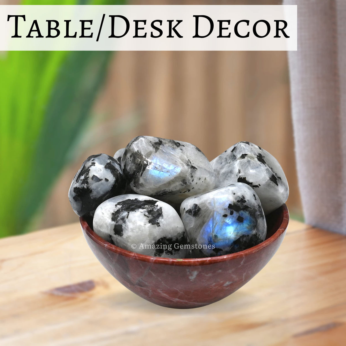 Amazing Gemstone Rainbow Moonstone Crystals and Healing Stones Tumbled - 1 oz Rainbow Moonstone Stone, Healing Stones for Energy Balance, Stress Relief - Premium Polished Gems Rocks for Meditation
