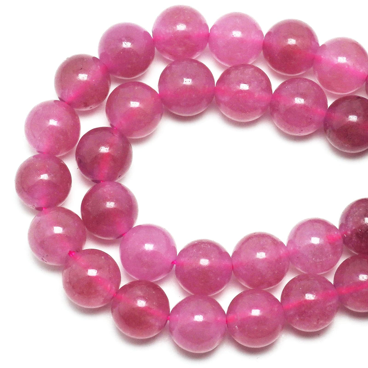 DIQIO Jade Stone Beads for Jewelry Making - 6mm Gemstone Round Loose Beads for Bracelets(58-60pcs, Strawberry Quartz Jade)