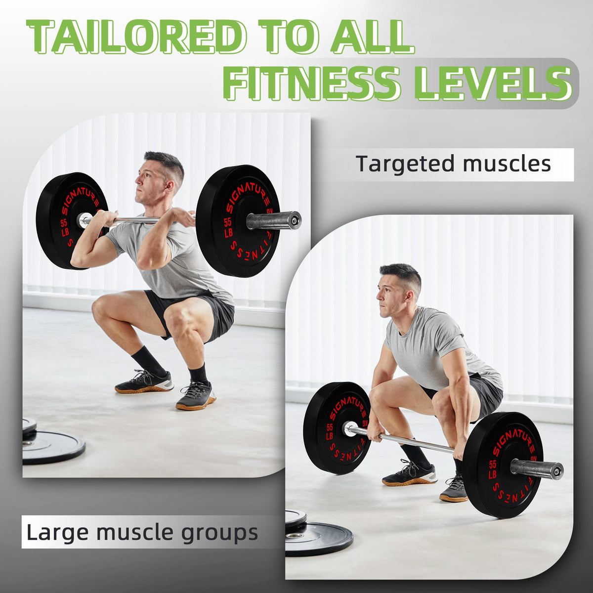 Fitvids 2" Olympic Bumper Weight Plates 260 LB Set, Colored