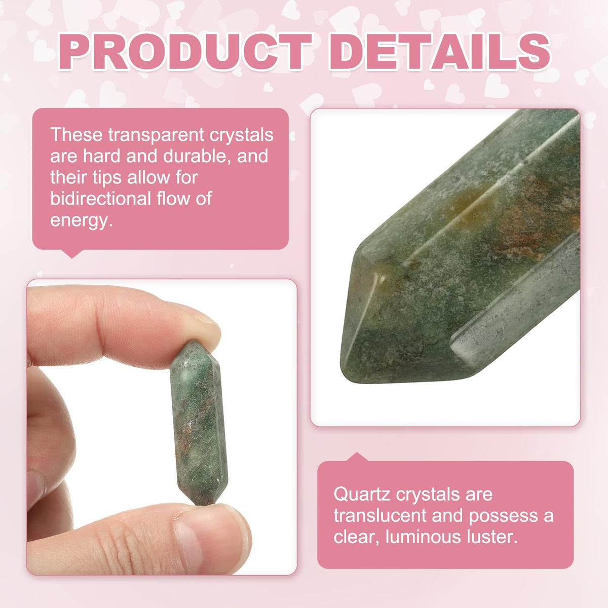 MECCANIXITY 10 Pack Gray Agate Quartz Crystals, Polished Crystals Bulk Hexagonal Shaped Meditation Gemstone for Jewelry Making Energy Balance Accessories Gifts