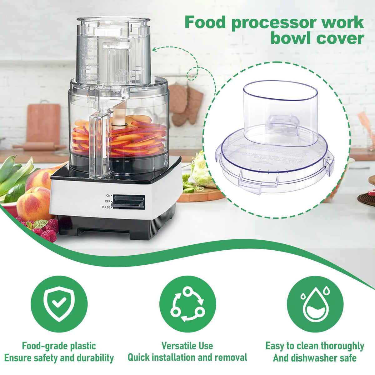 DLC-10 Series Work Bowl Cover 7-Cup DLC-117BGTXT-1 Food Processor Replacement Parts for Tritan Cuisinart,This Cover Features 4 Tabs On The Bottom Rim,Will Only Work With a Tritan Workbowl