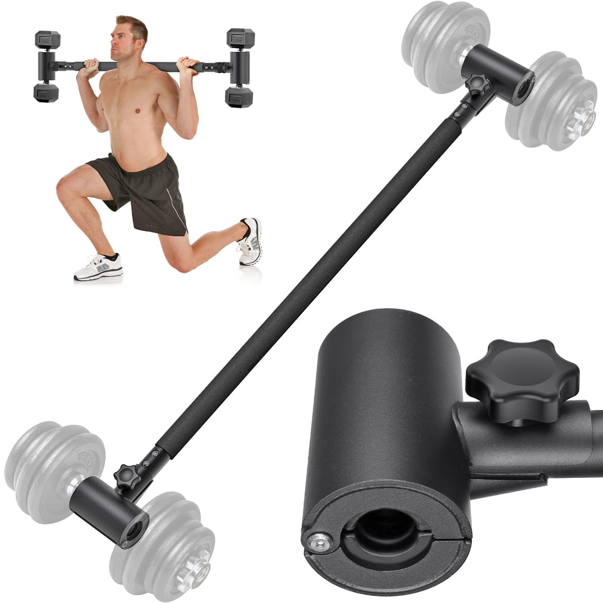 Kipika Adjustable Dumbbell to Barbell Converter - EZ Curling Bar Adapter - Versatile Weightlifting Equipment for Home Gym (A. Barbell Converter)