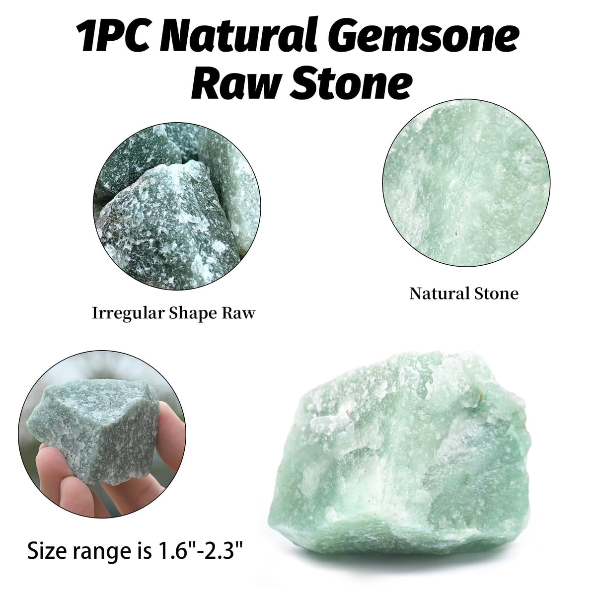 Green Aventurine Raw Stones 1PC, Gemstones Raw Stones and Healing Crystals, Hand Carved Natural Pocket Raw Crystals for Decoration Tumbling, Garden, Home Decor(1.18"-1.97")