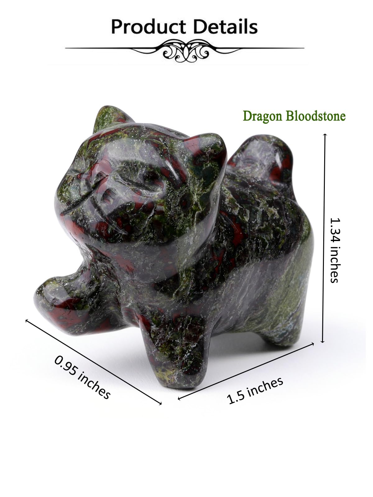 Top Plaza 1 PC Dragon Bloodstone Crystal Cute Cat Figurine Gifts Carved Healing Lucky Home Decor Natural Gemstone Cats Collectibles Pocket Sculpture for Cat Lovers