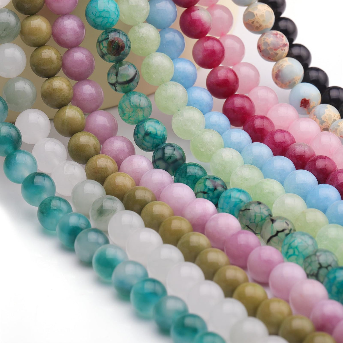 35pcs 10mm Natural Gemstone Beads for Jewelry Making Supplies,Pink Chalcedony Healing Crystal Polished Round Loose Stone Beads for Bracelet Necklace 15 Inch