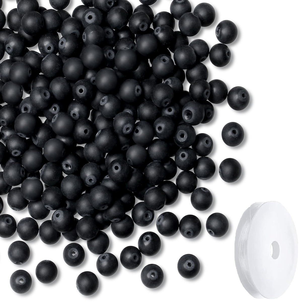NUKAYAI Natural Matte Black Obsidian Beads 100Pcs 8mm Crystal Beads Loose DIY Round Stone Bead for Bracelet Necklace Earrings Making