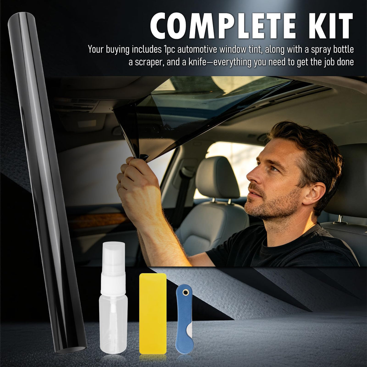 35.43×17.32 Inch Car Sunroof Film,Static Cling Car Window Tint Film Kit as Privacy Films for Sun & Heat Protection,Professional Cars Tints for Window Cars Interior Accessories