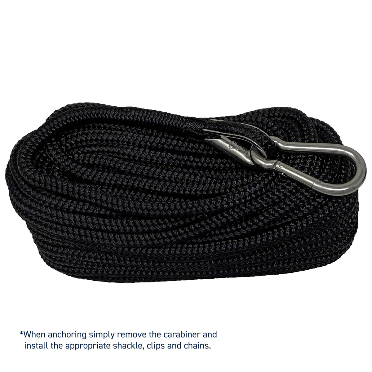 RainierSupplyCo Boat Anchor Rope - Double Braided Marine Rope Anchor Line - 50ft Nylon Boating Line with 316 Stainless Steel Thimble and Heavy Duty Marine Grade