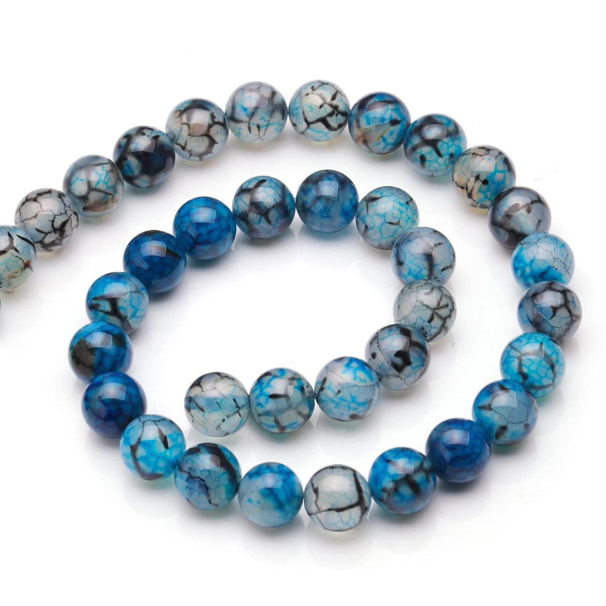 Youngbling Natural Gemstone Beads for Jewelry Making,8mm Dragon Vein Agate Polished Round Smooth Stone Beads for Bracelet Necklace 15 Inch