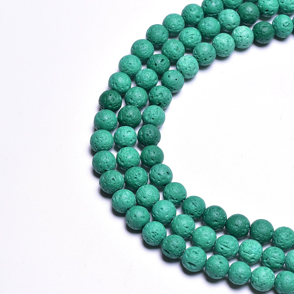 8mm Lava Rock Natural Stone Loose Beads for Jewelry Making Spacer Beads 15"-48pcs/Strand (8mm, Green)