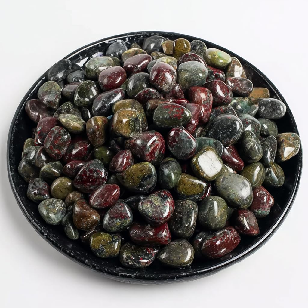 SigMntun Polished Dragon Blood Jasper Crystal Chips Set, 0.4", 128 Pcs - Handpicked Tumbled Stones and Crystals Bulk for Healing, Reiki, Meditation, Witchcraft and Home Decor