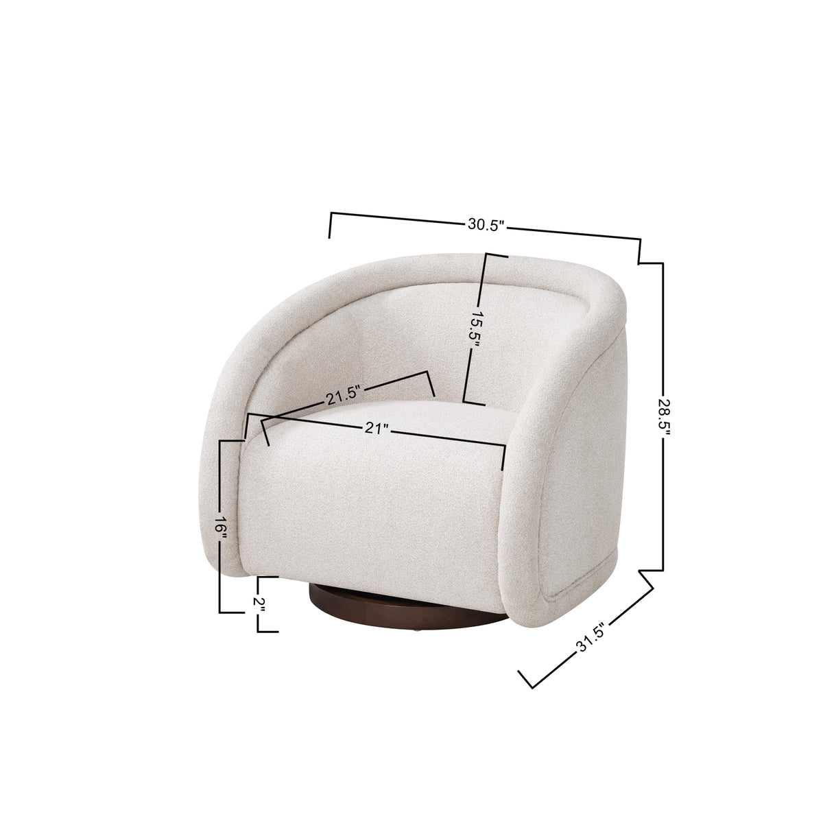 Christopher Knight Home Sabbo Swivel Chair with Solid Wood Base, Comfy Swivel Accent Chair with Curved Design, Boucle Upholstered Lounge Sofa Chair for Living Room/Bedroom, Beige + Walnut