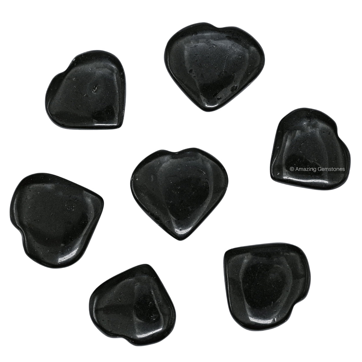 Amazing Gemstone Black Tourmaline Stone Heart - Pack of 2 Crystal Heart Stones Rocks - Corazones De Piedra Crystals and Healing Stones Heart Shaped Crystal - Stocking Stuffers Gifts