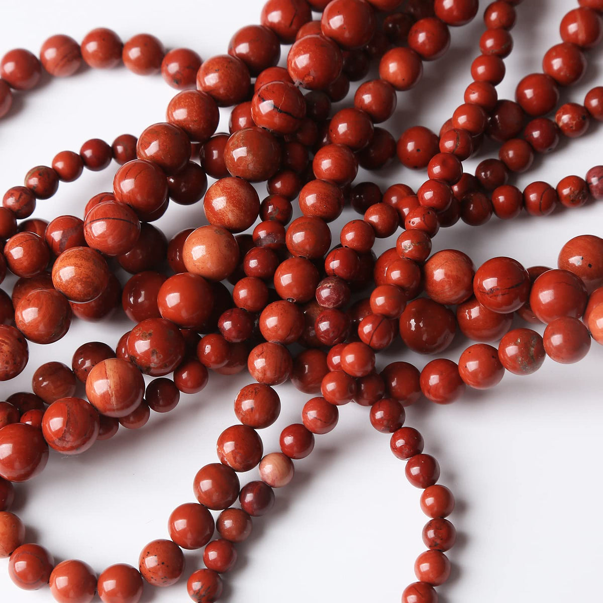 32PCS 12MM Red Jasper Stone Beads Round Loose for Jewelry Making DIY Energy Healing Power Bracelet 15"