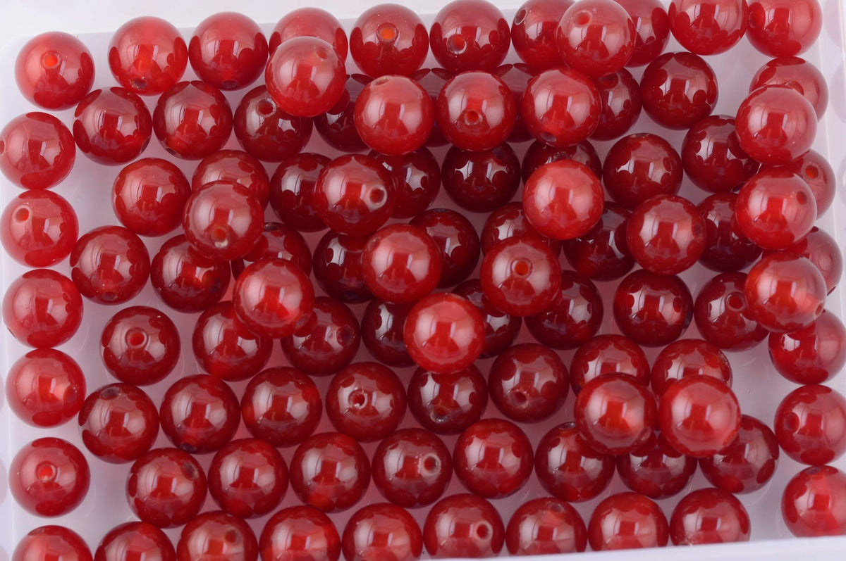 Natural Stone Beads 100pcs 8mm Red Agate Jade Round Genuine Real Stone Beading Loose Gemstone Hole Size 1mm DIY Smooth Beads for Bracelet Necklace Earrings Jewelry Making (Red Agate, 8mm)