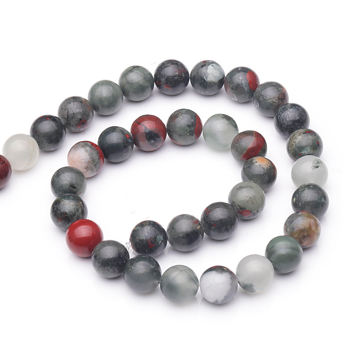 Youngbling Natural Gemstone Beads for Jewelry Making,10mm African Bloodstone Polished Round Smooth Stone Beads for Bracelet Necklace 15 Inch(African Bloodstone,10mm)