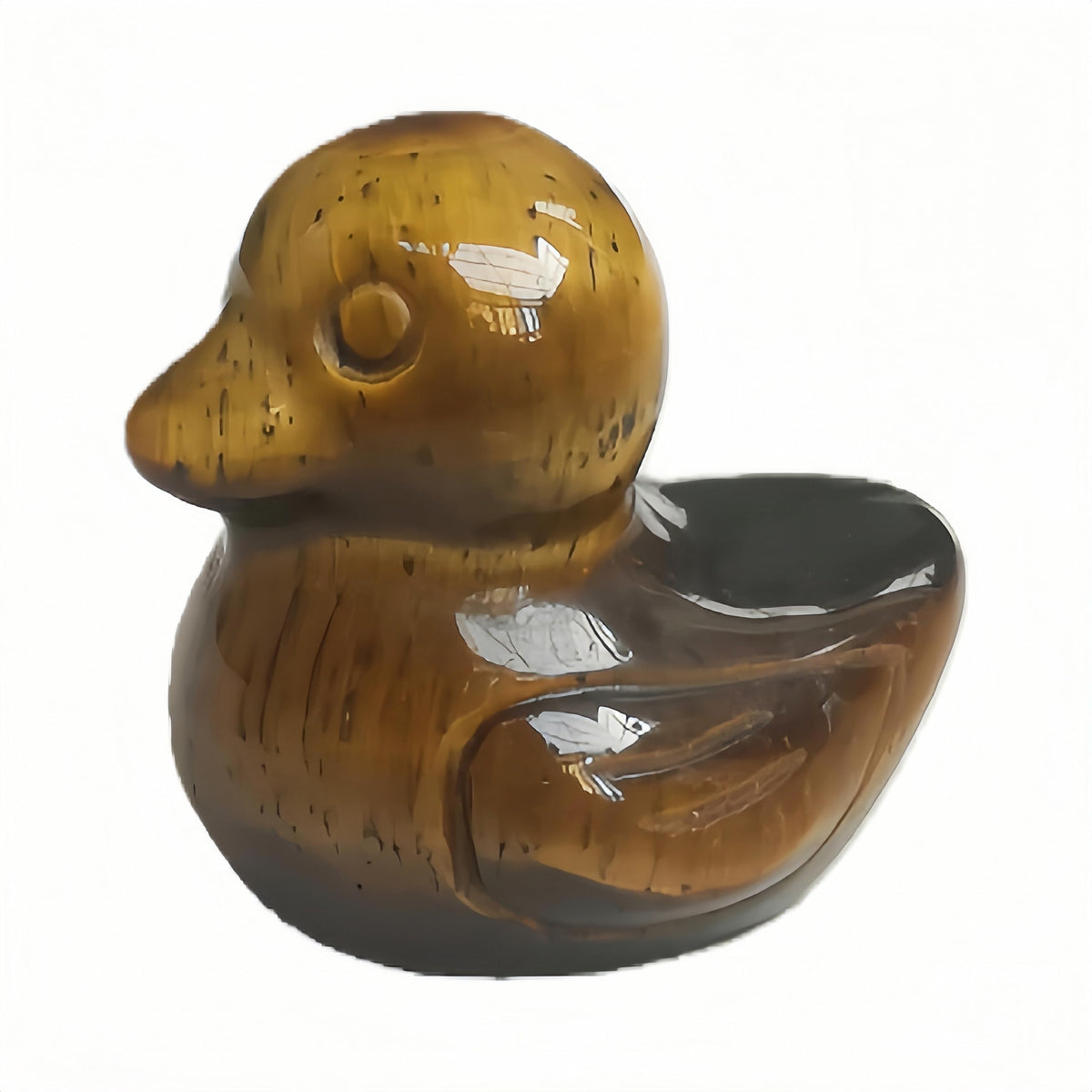 Bacatgem Natural Tiger's Eye Crystal Duck Carving Positive Energy Home Decoration Desk Decor,1.18 Inchs Crystal and Healing Stone Ornament