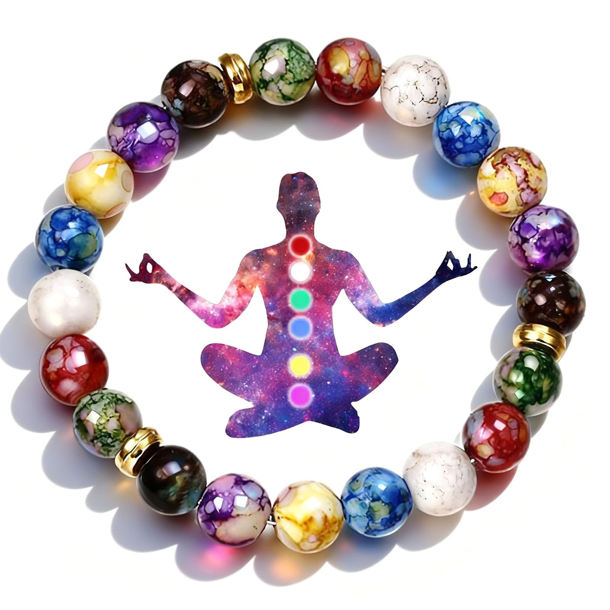 YANCHUN Chakra Money Bracelets Wealth for Women Healing Stone Bracelet Beaded Bracelet Yoga Balance Energy Essential Oil Anxiety Relief Jewelry Gifts