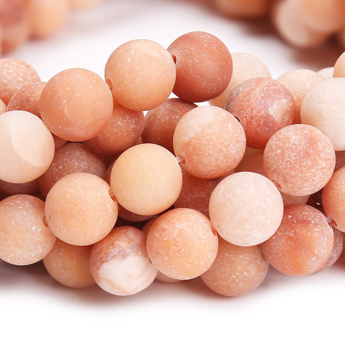 Natural Matte Pink Aventurine Beads, 6MM Round Frosted Unpolished Loose Gemstone Beads for Bracelet Necklace Jewelry Making, Energy Stone Healing Power with Stretch Beading Cord