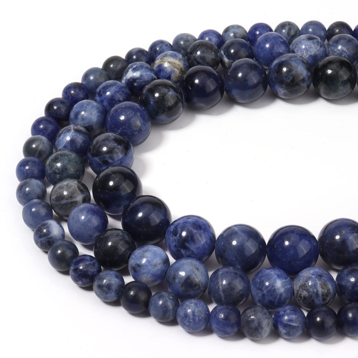 35pcs 10mm Natural Stone Beads Blue Sodalite Beads Energy Crystal Healing Power Gemstone for Jewelry Making, DIY Bracelet Necklace