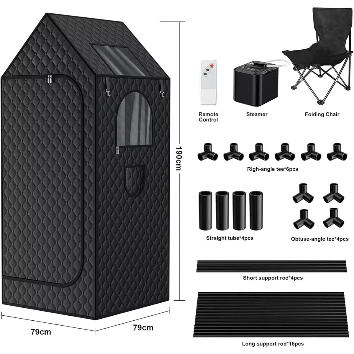 YXKJZHF Portable Sauna Box for Home Spa Full Body, Personal Steam Sauna Tent Steam Room with 3L Steamer, 1000W, 110V